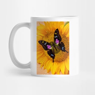 Purple Butterfly On Sunflower Mug